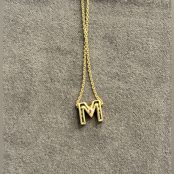 Roberto Coin 18K Yellow Gold and Diamond Initial ‘M’ Pendant Necklace - Picture 4 of 6